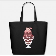 Cute Sweet Ice Cream Black Eco-Friendly Tote Bag